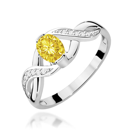 GREMARI White Gold engagement ring with Oval 0.50 ct Central and 0.05 ct Sideline Lab-grown Diamonds