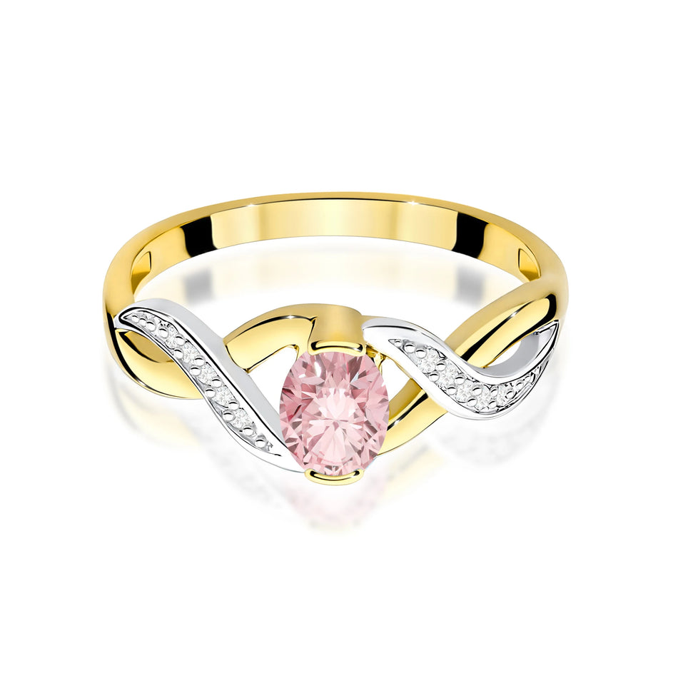 Yellow Gold engagement ring with Oval 0.50 ct Central and 0.05 ct Sideline Lab-grown Diamonds by GREMARI, 14K (585) gold