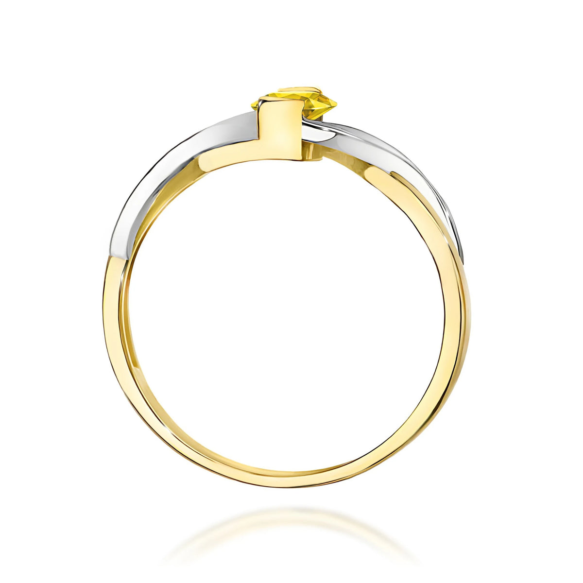 GREMARI 14K (585) Yellow Gold engagement ring with Oval 0.50 ct Central and 0.05 ct Sideline Lab-grown Diamonds
