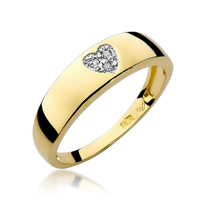 Gelbgold Herzmotiv-Diamantbandring mit 0,026 ct Diamanten