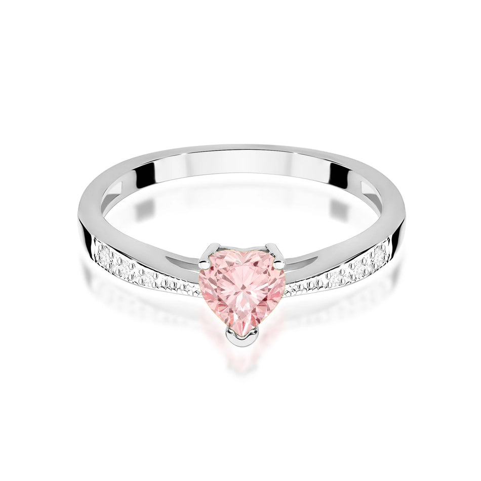 White Gold engagement ring with Heart 0.50 ct Central and 0.03 ct Sideline Lab-grown Diamonds by GREMARI, 14K (585) gold