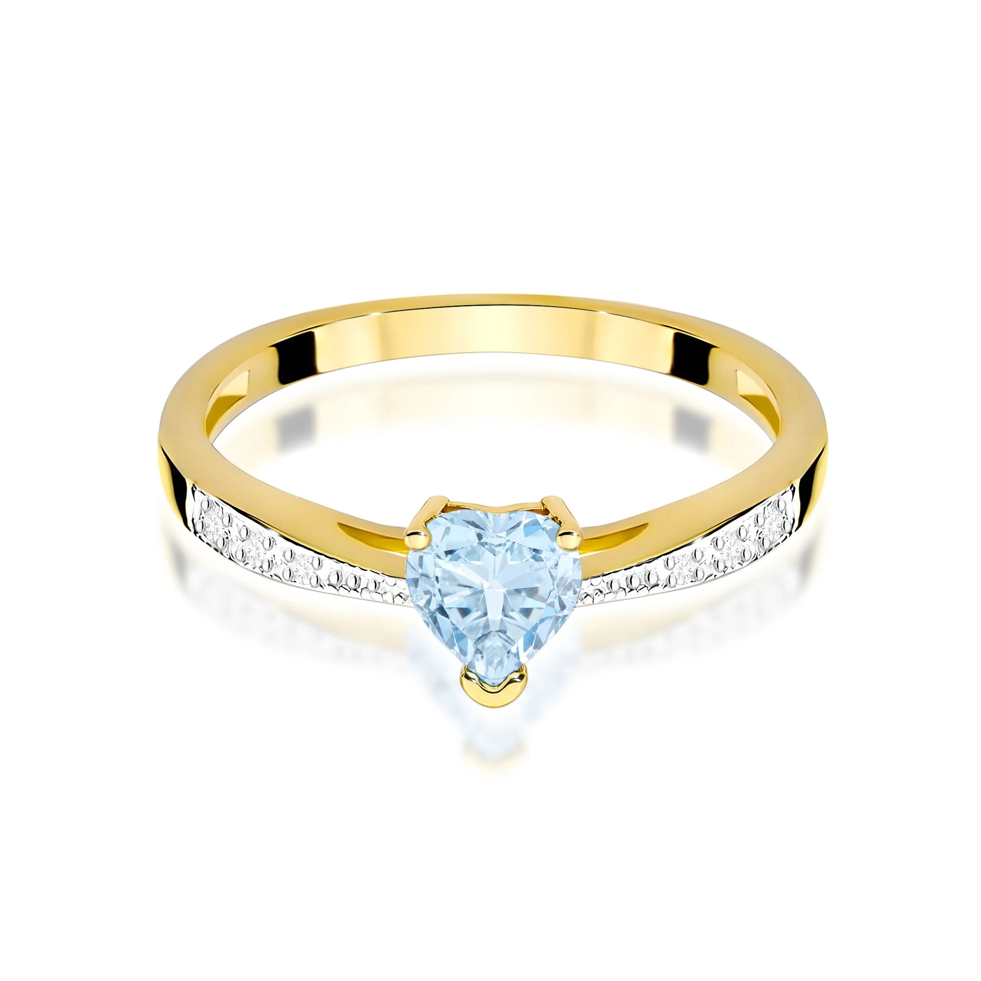 Yellow Gold engagement ring with Heart 0.50 ct Central and 0.03 ct Sideline Lab-grown Diamonds by GREMARI, 14K (585) gold