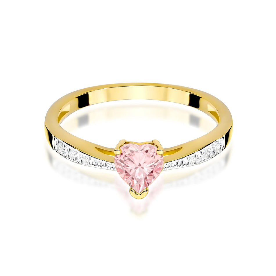 Yellow Gold engagement ring with Heart 0.50 ct Central and 0.03 ct Sideline Lab-grown Diamonds by GREMARI, 14K (585) gold