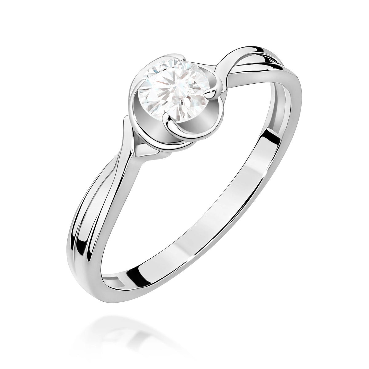 Prsten z bílého zlata s lab-grown diamantem Round/Brilliant o hmotnosti 0,30 ct