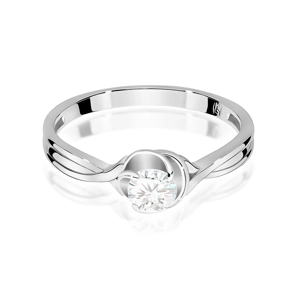 Prsteň z bieleho zlata s lab-grown diamantom Round/Brilliant s hmotnosťou 0,30 ct