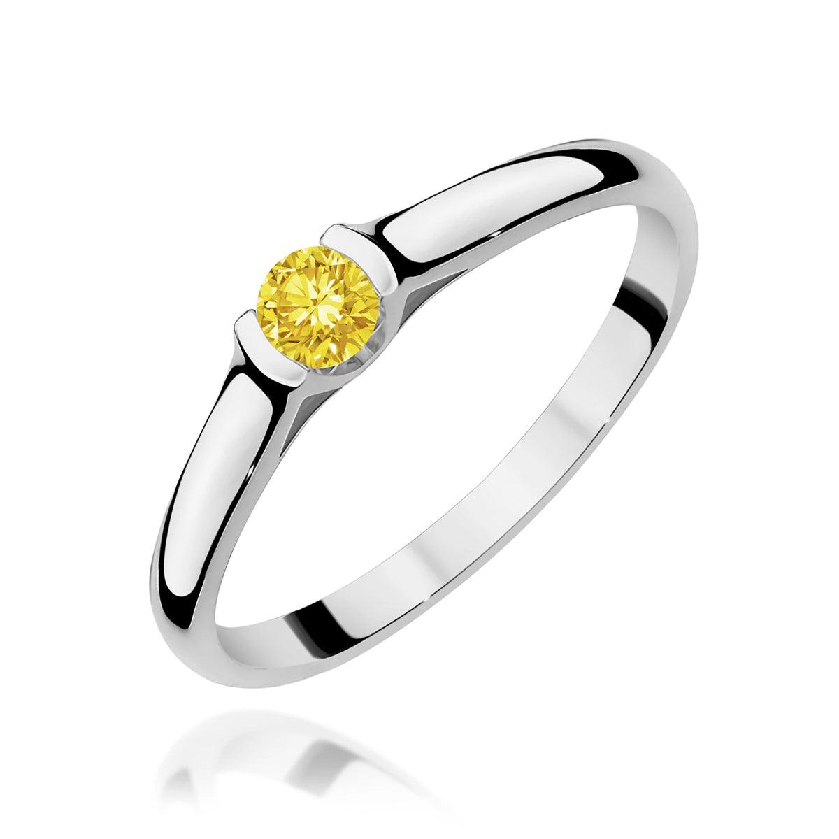 White Gold Ring with Round 0,15ct Lab-grown Diamond