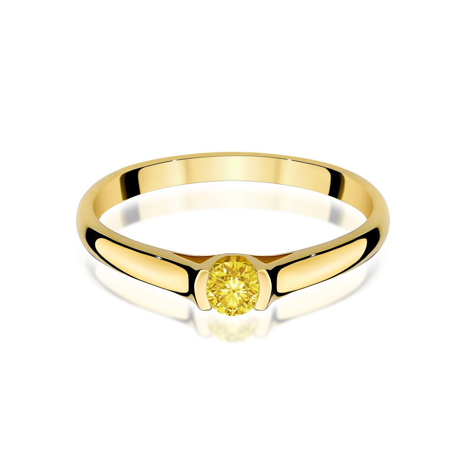 Yellow Gold Ring with Round 0,15ct Lab-grown Diamond