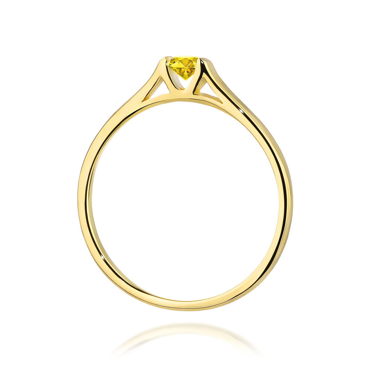 Ring aus Gelbgold mit gelbem Labordiamant Round/Brilliant, 0,15 ct