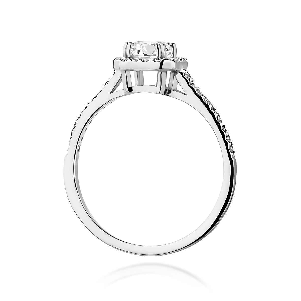 White Gold Ring with Emerald 0,60ct Central and 0,22ct Sideline Lab-grown Diamonds