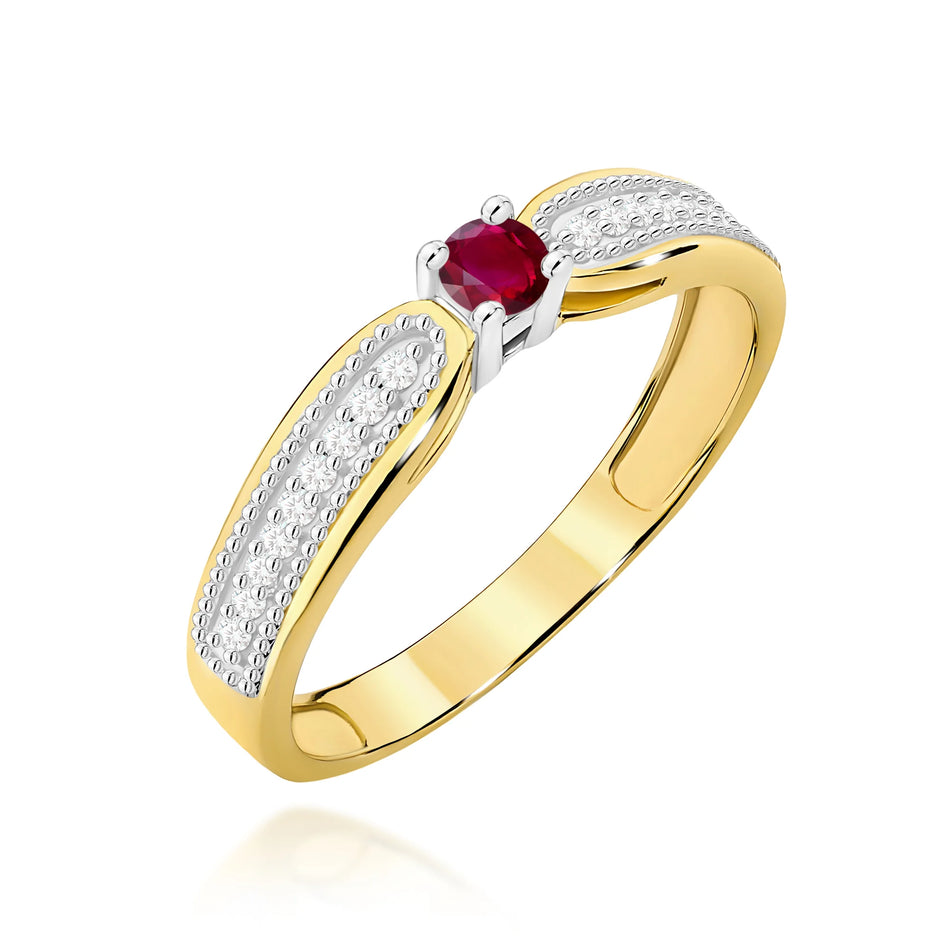 Gold Ring with 0.15ct Ruby and 0.09ct Diamonds