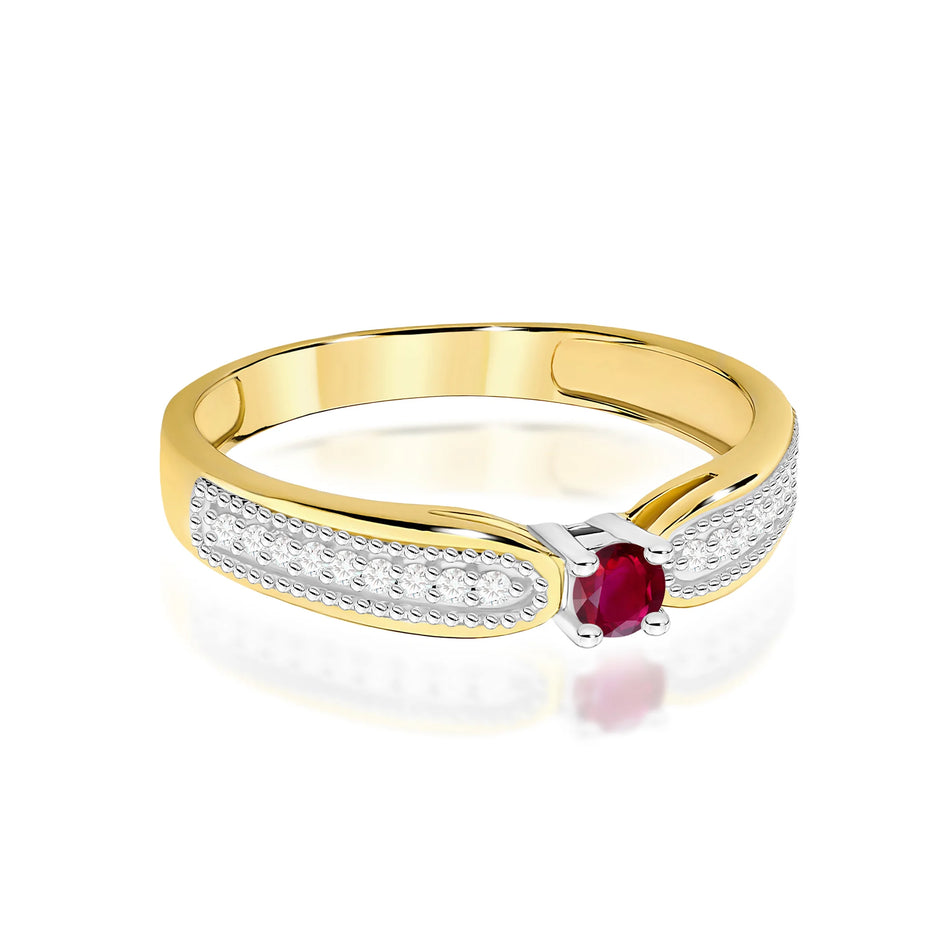 Gold Ring with 0.15ct Ruby and 0.09ct Diamonds