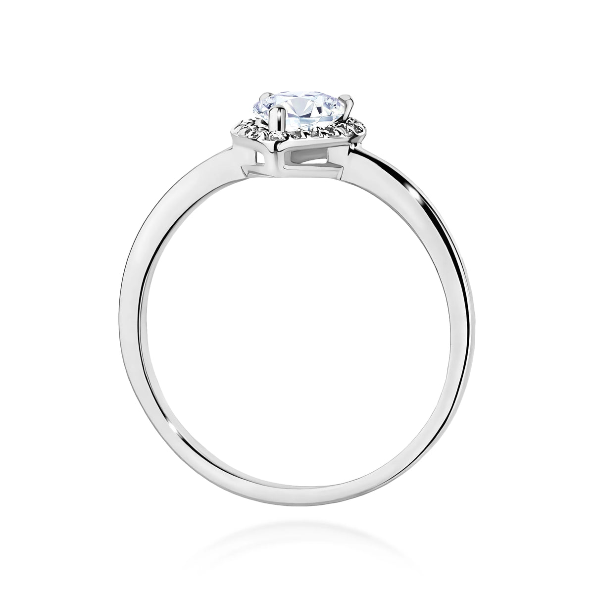 White Gold Ring with Pear 0,65ct Central and 0,10ct Sideline Lab-grown Diamonds