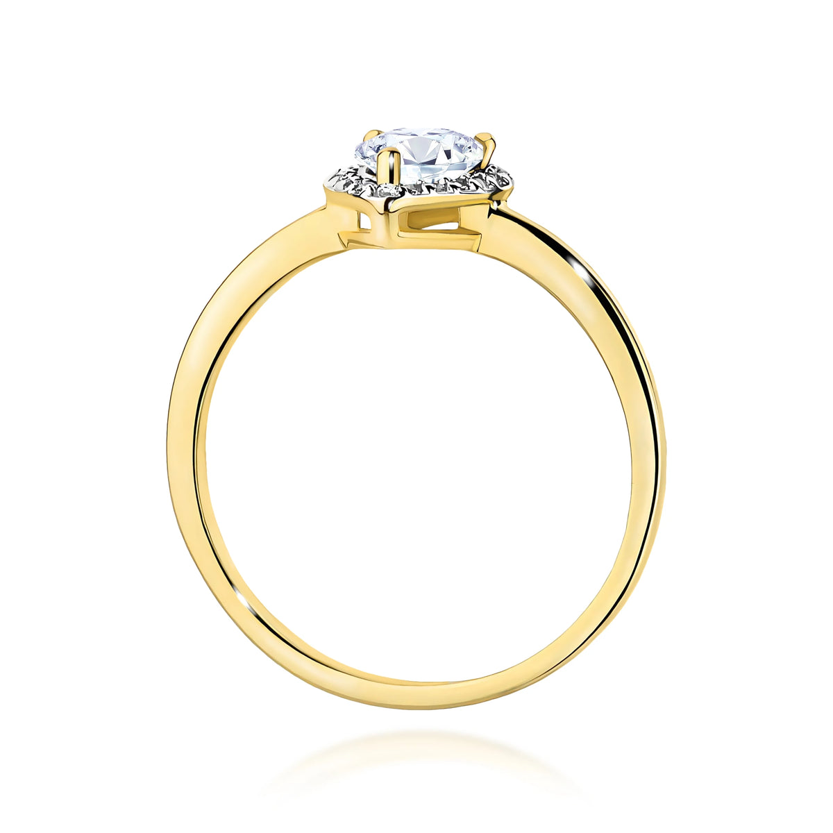 Yellow Gold Ring with Pear 0,65ct Central and 0,10ct Sideline Lab-grown Diamonds