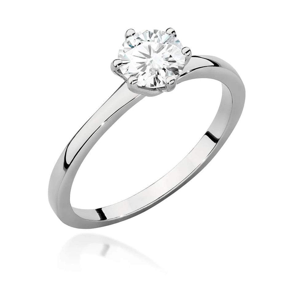 Prsteň z bieleho zlata – lab-grown diamant Round/Brilliant s hmotnosťou 0,70 ct