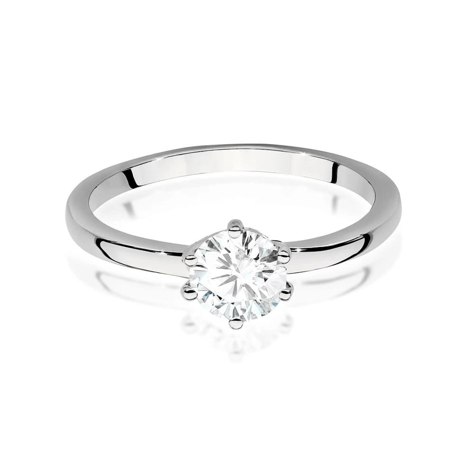 Prsteň z bieleho zlata – lab-grown diamant Round/Brilliant s hmotnosťou 0,70 ct