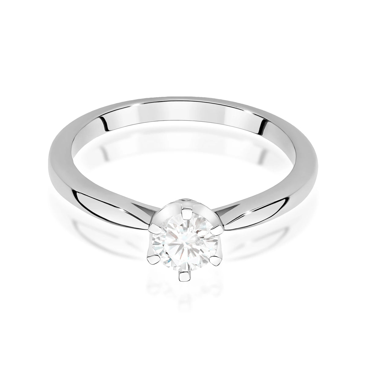 Ring aus Weißgold – Labordiamant Round/Brilliant, 0,40 ct, ergänzt durch 6 × 0,01 ct Labordiamanten
