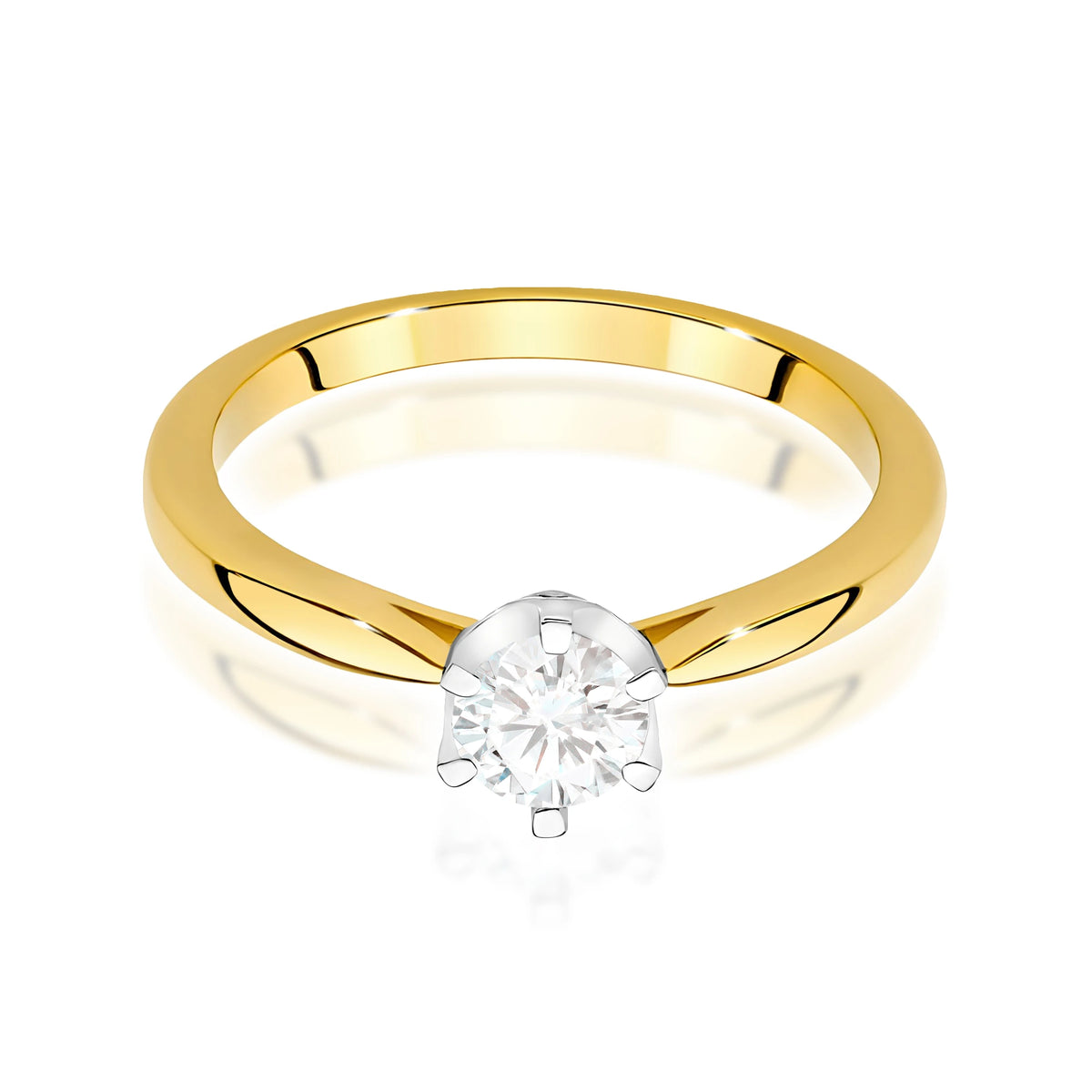 Prsteň zo žltého zlata – lab-grown diamant Round/Brilliant s hmotnosťou 0,40 ct, doplnený 6 × 0,01 ct lab-grown diamantmi