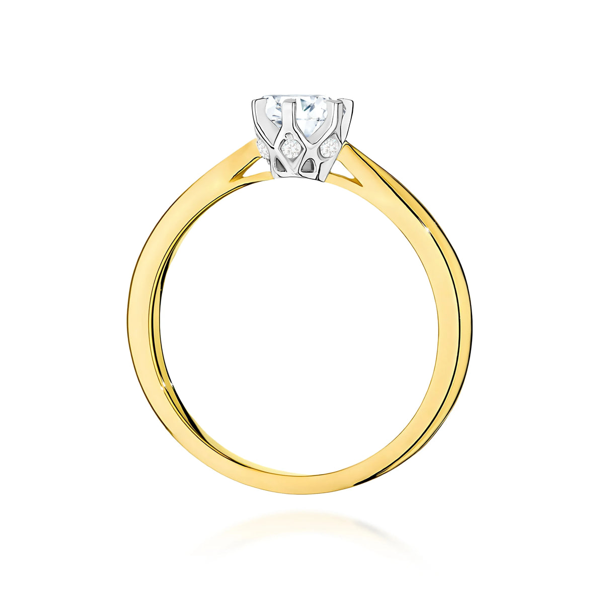 Prsteň zo žltého zlata – lab-grown diamant Round/Brilliant s hmotnosťou 0,40 ct, doplnený 6 × 0,01 ct lab-grown diamantmi