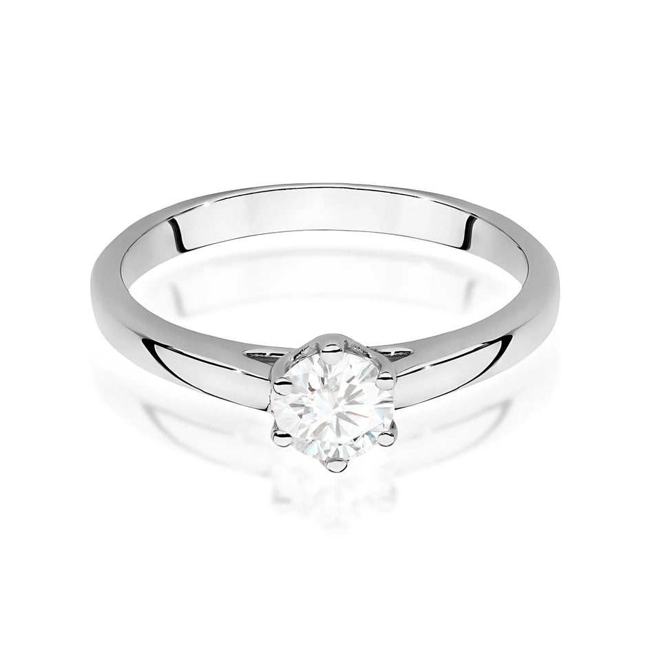 Prsteň z bieleho zlata s lab-grown diamantom 0,40 ct Round/Brilliant