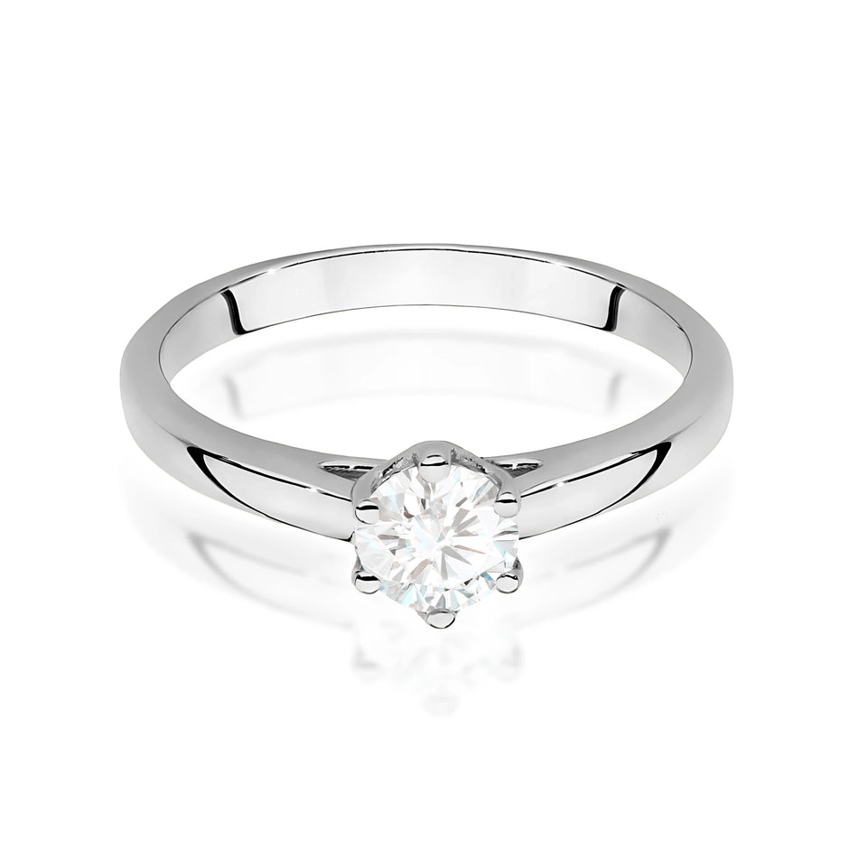Prsteň z bieleho zlata s lab-grown diamantom 0,50 ct Round/Brilliant