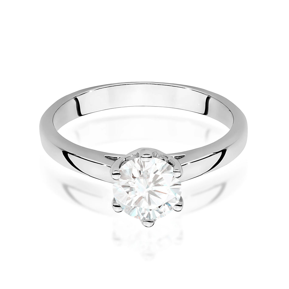 Prsteň z bieleho zlata s lab-grown diamantom 1,00 ct Round/Brilliant