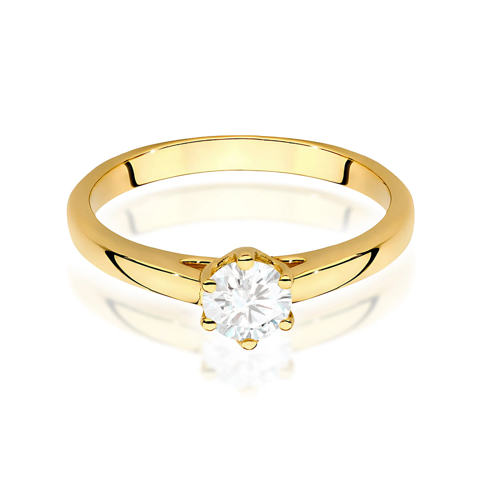 Yellow Gold Ring with Round 0,40ct Lab-grown Diamond