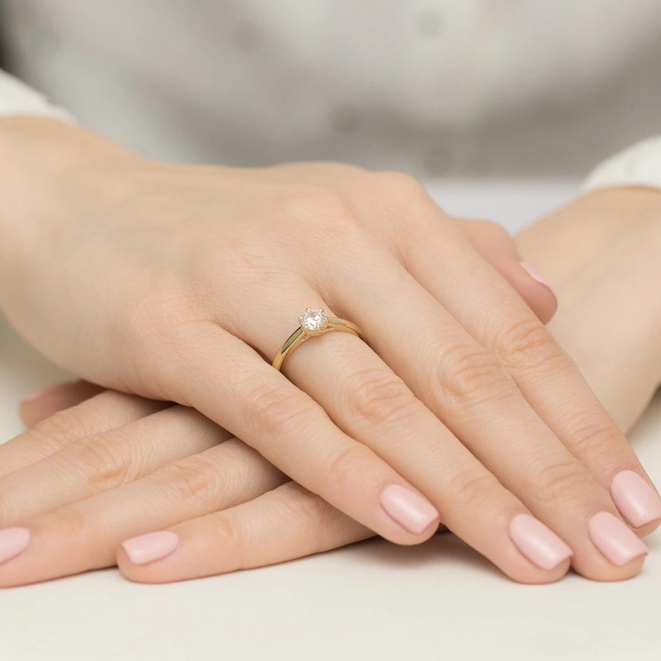 Yellow Gold Ring with Round 0,40ct Lab-grown Diamond