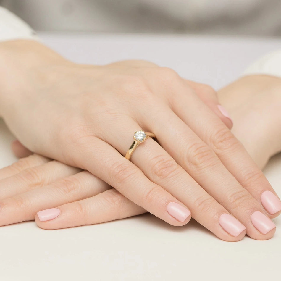 Yellow Gold Ring with Round 0,50ct Lab-grown Diamond