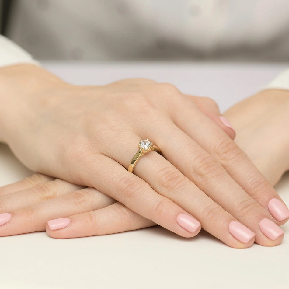 Yellow Gold Ring with Round 0,70ct Lab-grown Diamond