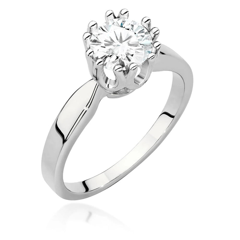 Prsten z bílého zlata s lab-grown diamantem Round/Brilliant o hmotnosti 1,00 ct