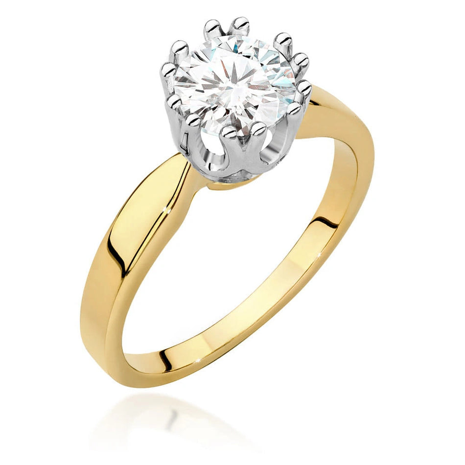 Yellow Gold Ring with Round 1,00ct Lab-grown Diamond