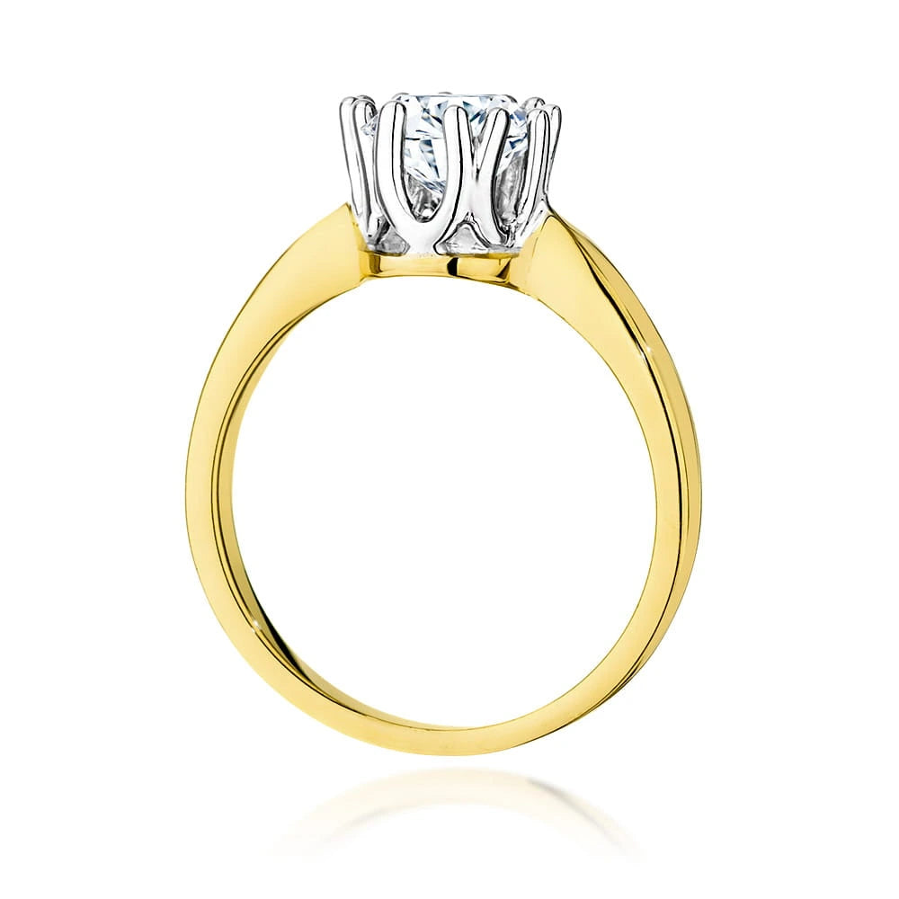Prsten ze žlutého zlata s lab-grown diamantem Round/Brilliant o hmotnosti 1,00 ct