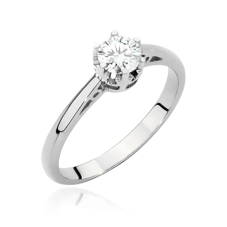 Prsteň z bieleho zlata – lab-grown diamant 0,40 ct, Round/Brilliant