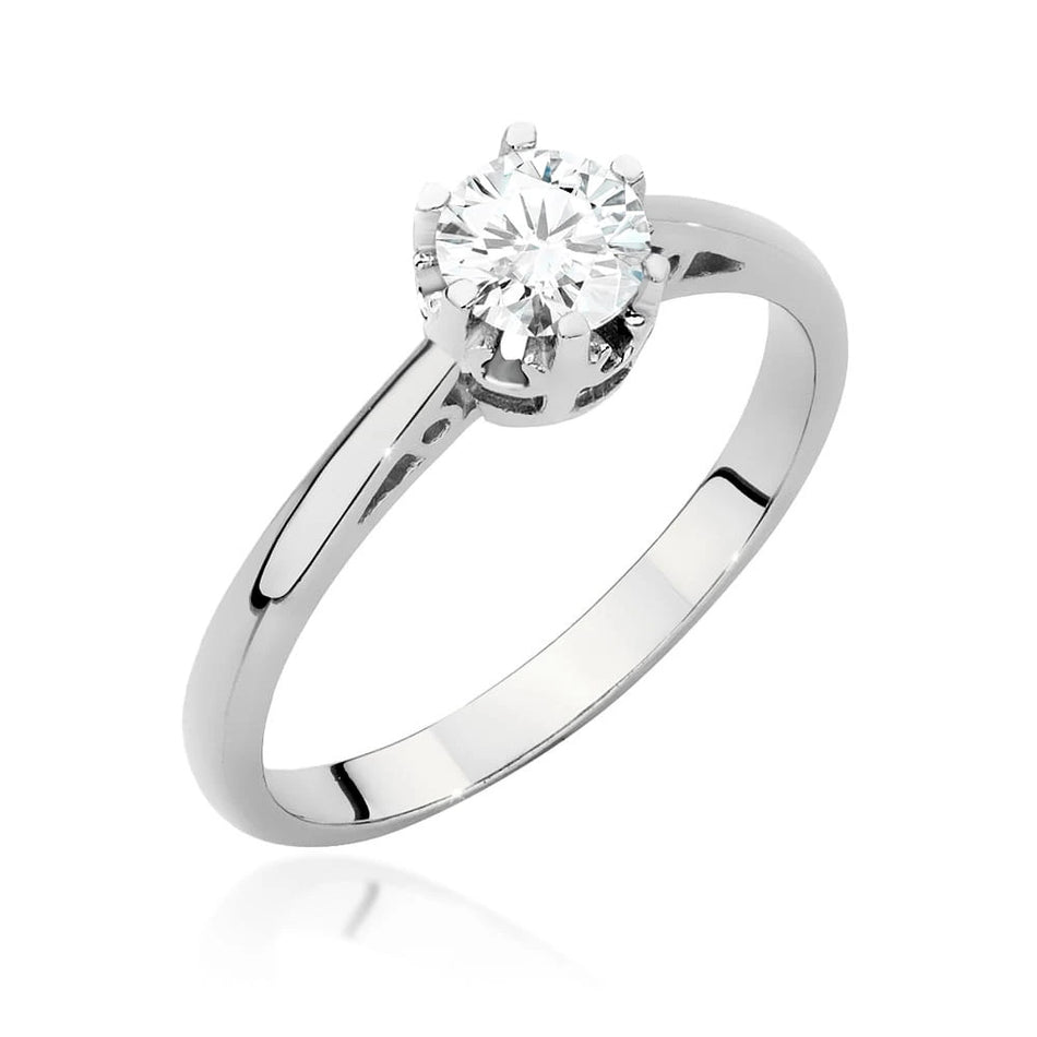 Prsteň z bieleho zlata – lab-grown diamant 0,50 ct, Round/Brilliant
