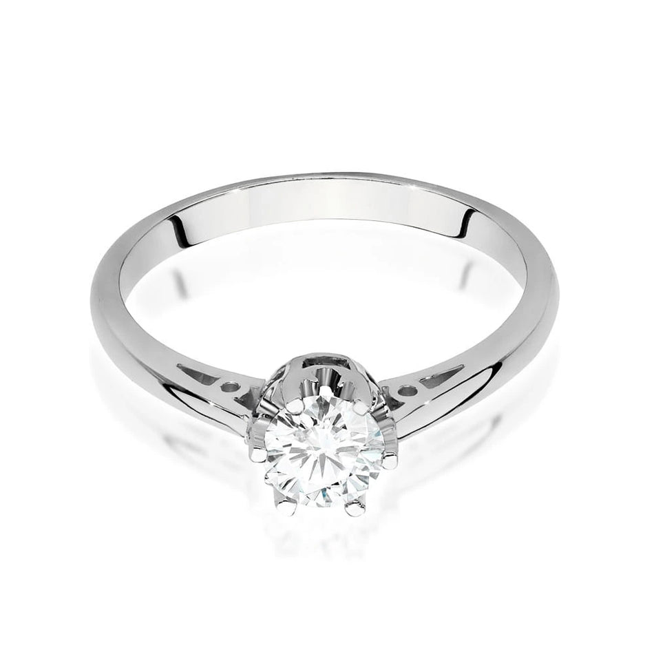 Prsteň z bieleho zlata – lab-grown diamant 0,50 ct, Round/Brilliant