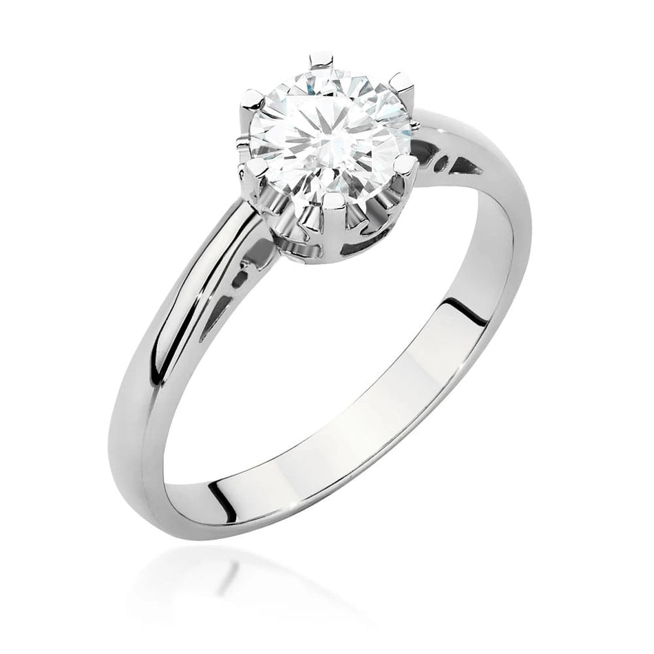 Prsteň z bieleho zlata – lab-grown diamant 0,70 ct, Round/Brilliant