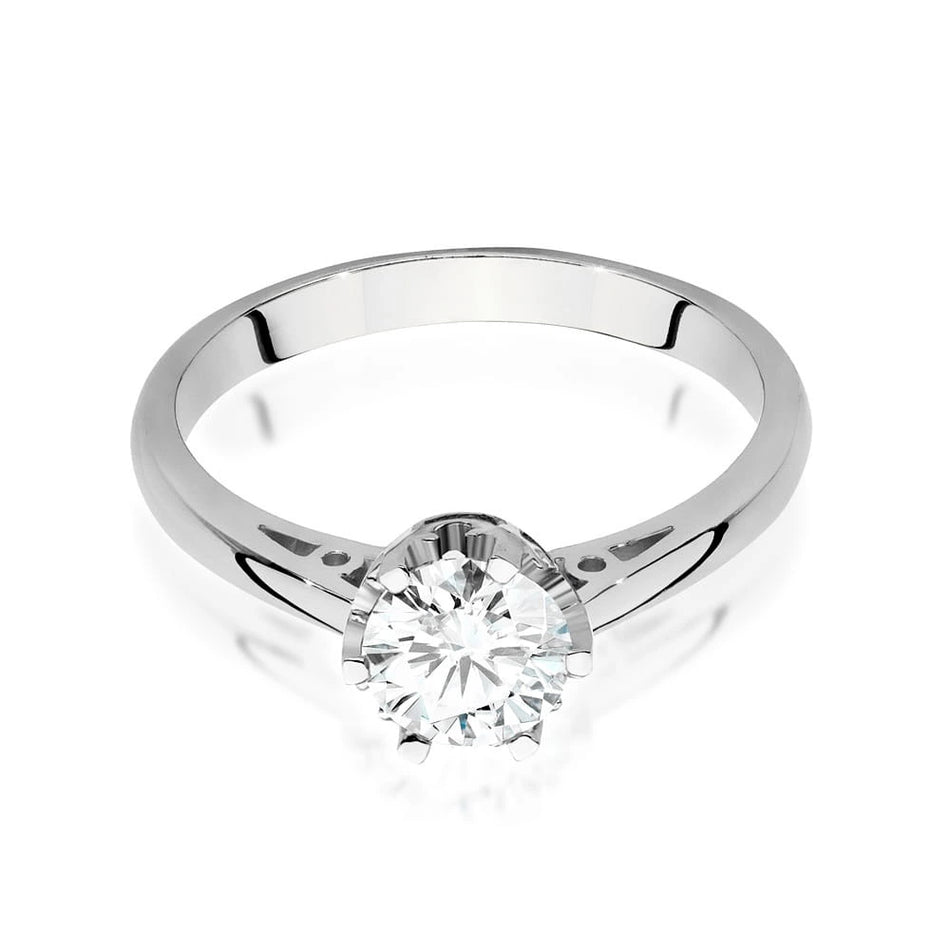 Prsteň z bieleho zlata – lab-grown diamant 0,70 ct, Round/Brilliant