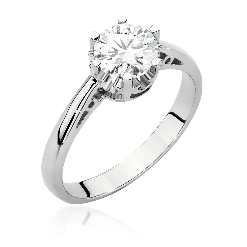 Prsten z bílého zlata – lab-grown diamant 1,00 ct, Round/Brilliant