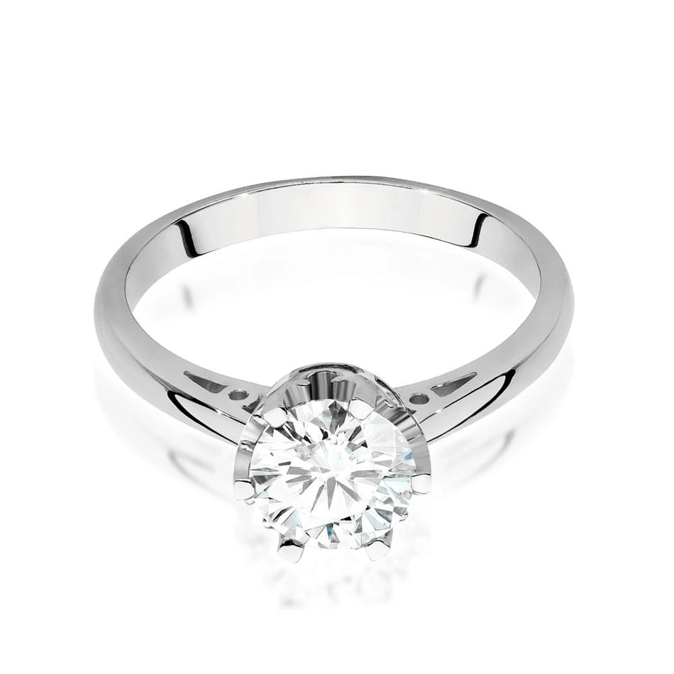 Prsten z bílého zlata – lab-grown diamant 1,00 ct, Round/Brilliant