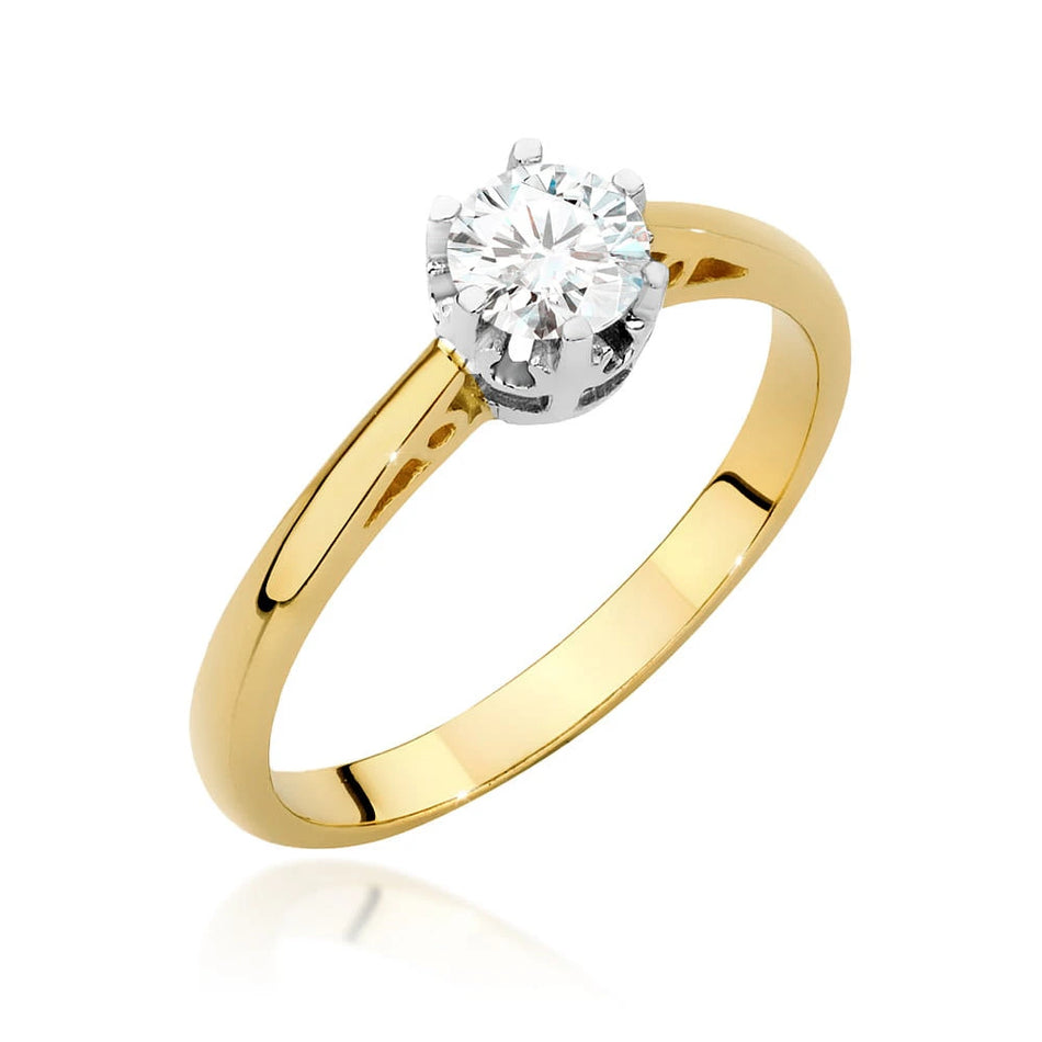 Yellow Gold Ring with Round 0,40ct Lab-grown Diamond