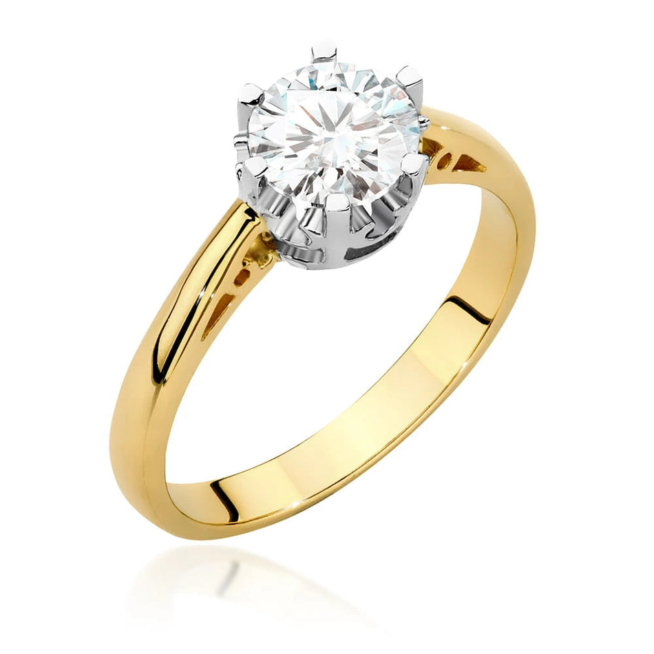 Yellow Gold Ring with Round 1,00ct Lab-grown Diamond