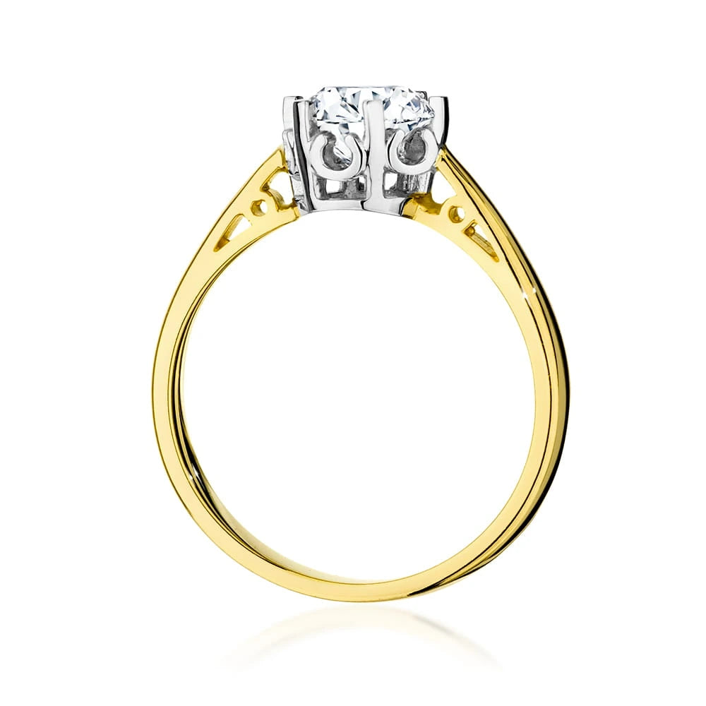 Yellow Gold Ring with Round 1,00ct Lab-grown Diamond