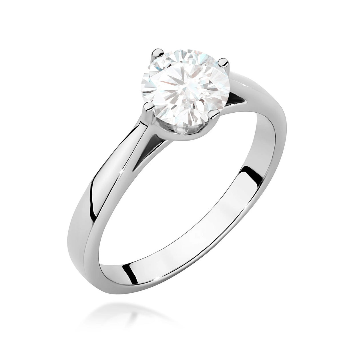 White Gold Ring with Round 1,00ct Lab-grown Diamond