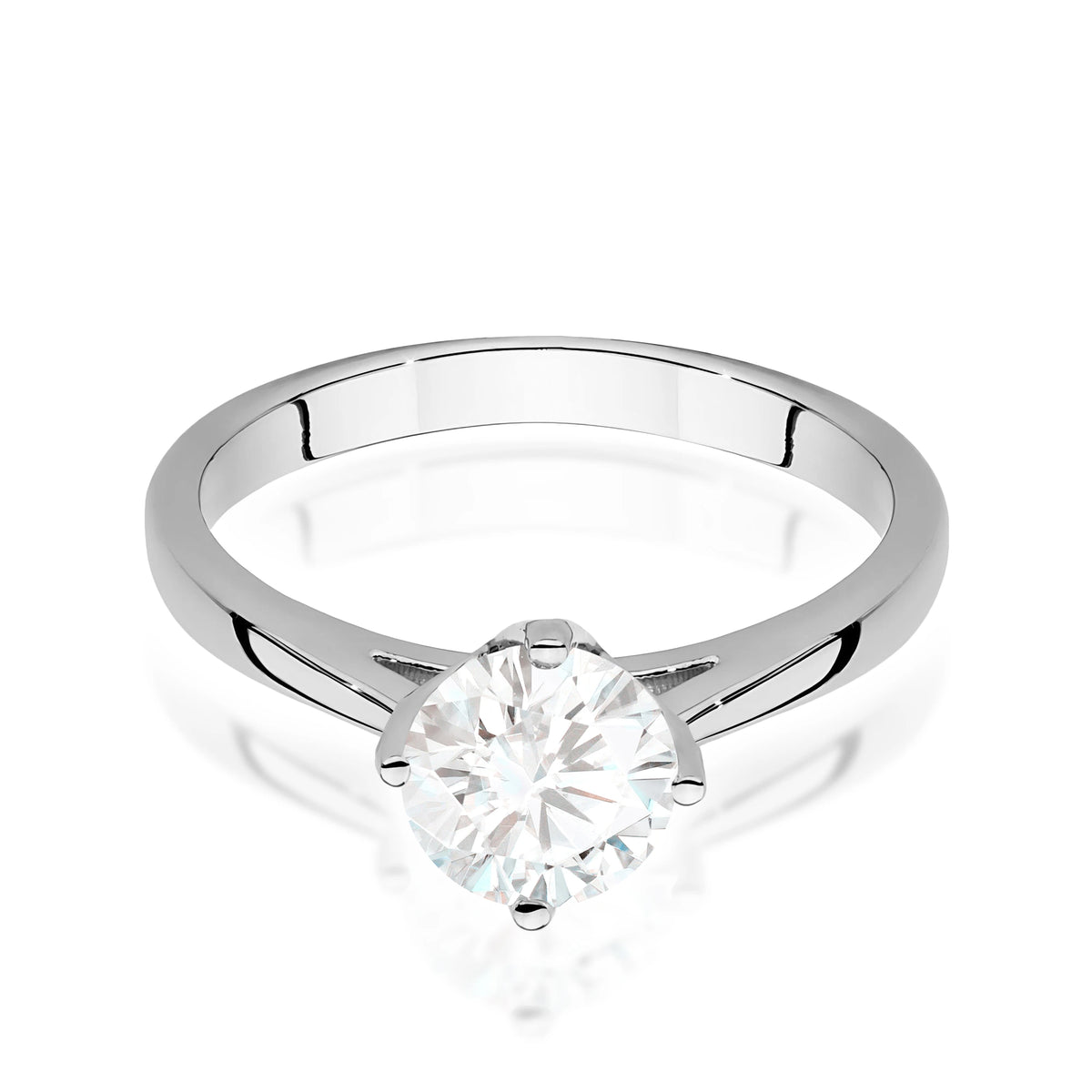 White Gold Ring with Round 1,00ct Lab-grown Diamond