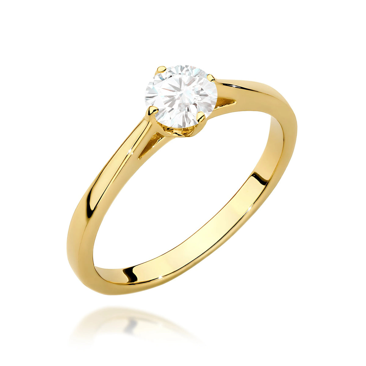 Prsten ze žlutého zlata – lab-grown diamant Round/Brilliant o hmotnosti 0,40 ct