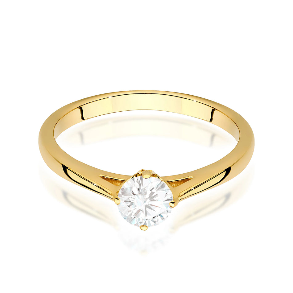 Yellow Gold Ring with Round 0,40ct Lab-grown Diamond