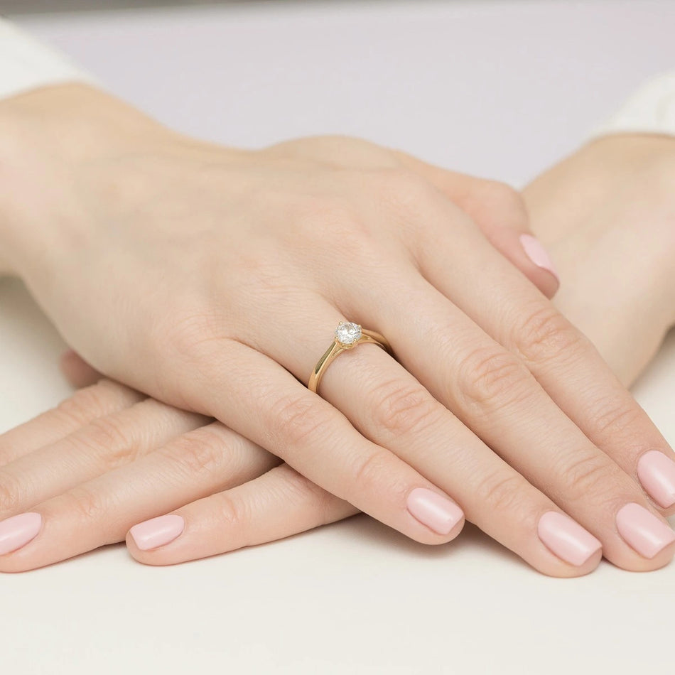 Yellow Gold Ring with Round 0,50ct Lab-grown Diamond