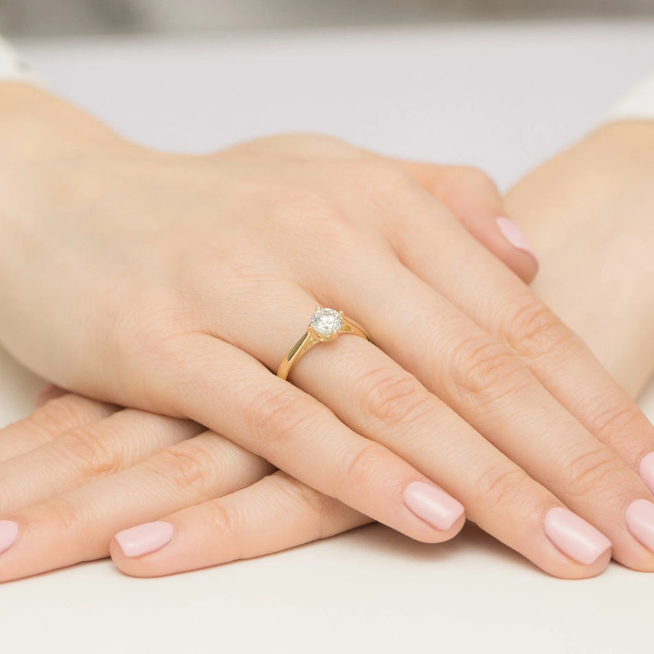 Yellow Gold Ring with Round 0,70ct Lab-grown Diamond