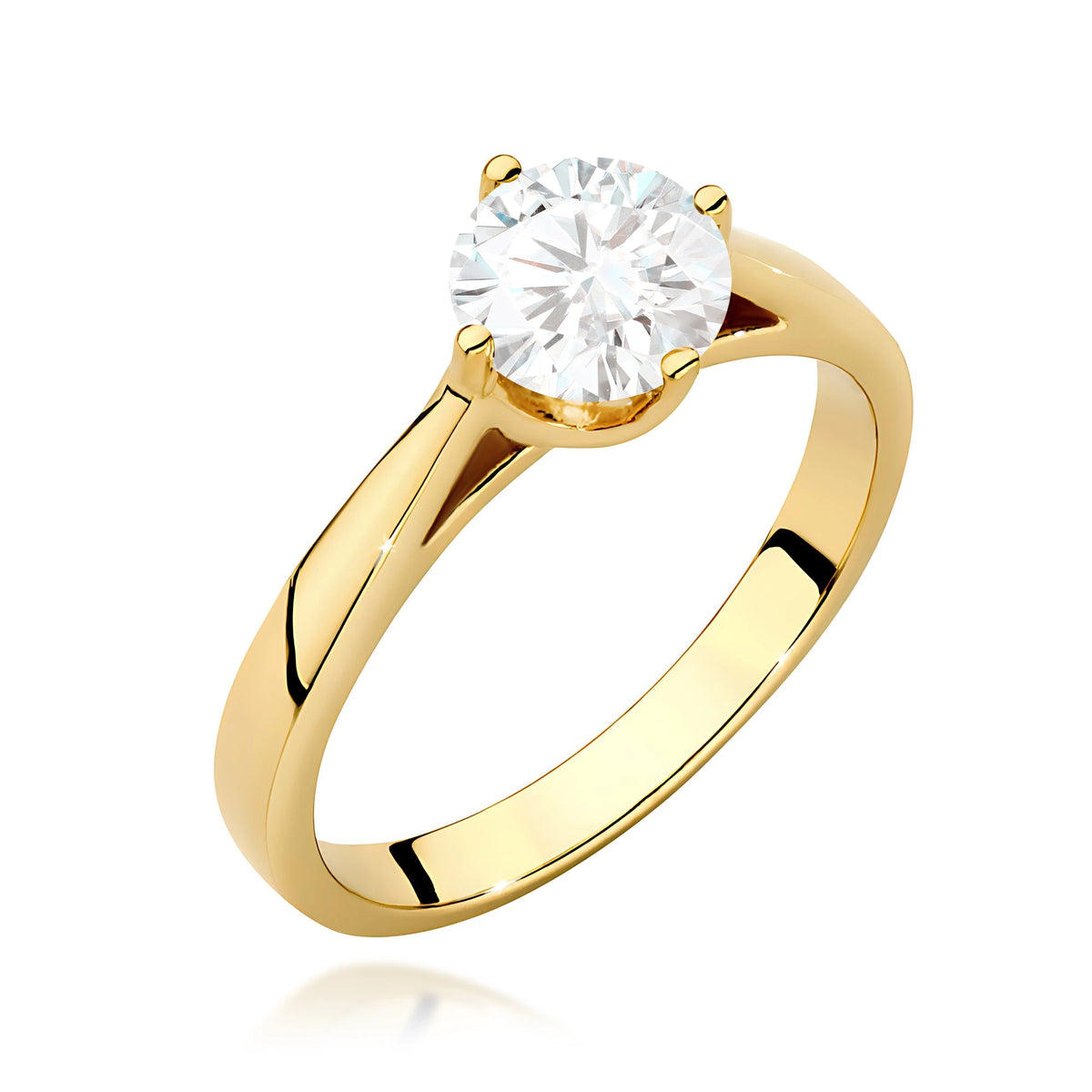Prsten ze žlutého zlata – lab-grown diamant Round/Brilliant o hmotnosti 1,00 ct