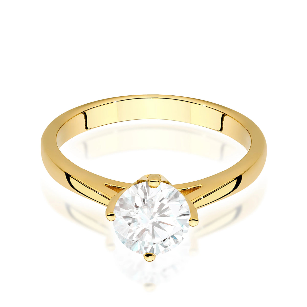 Prsten ze žlutého zlata – lab-grown diamant Round/Brilliant o hmotnosti 1,00 ct